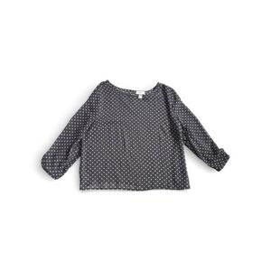 Ann Taylor LOFT Polka Dot Blouse Black White Long Sleeve Boat Neck Top XL